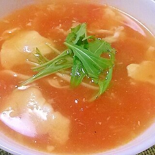 風邪引きさんにも！トマトと卵の中華風スープ